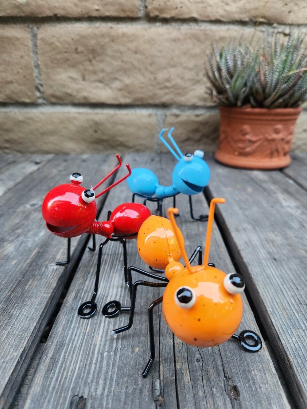 Set of 3, Colorful Metal Ants Home And Garden Decor